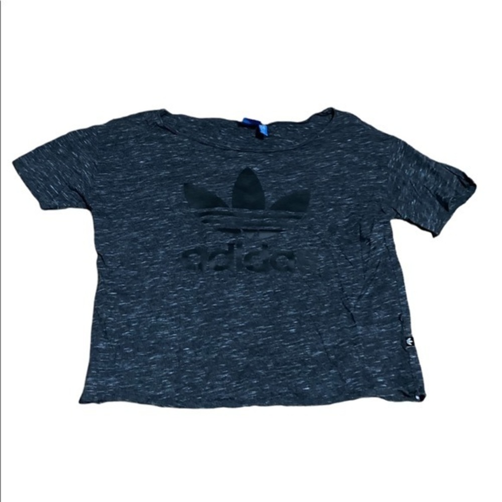 Adidas Dark Grey Logo Cropped Shirt Size XS